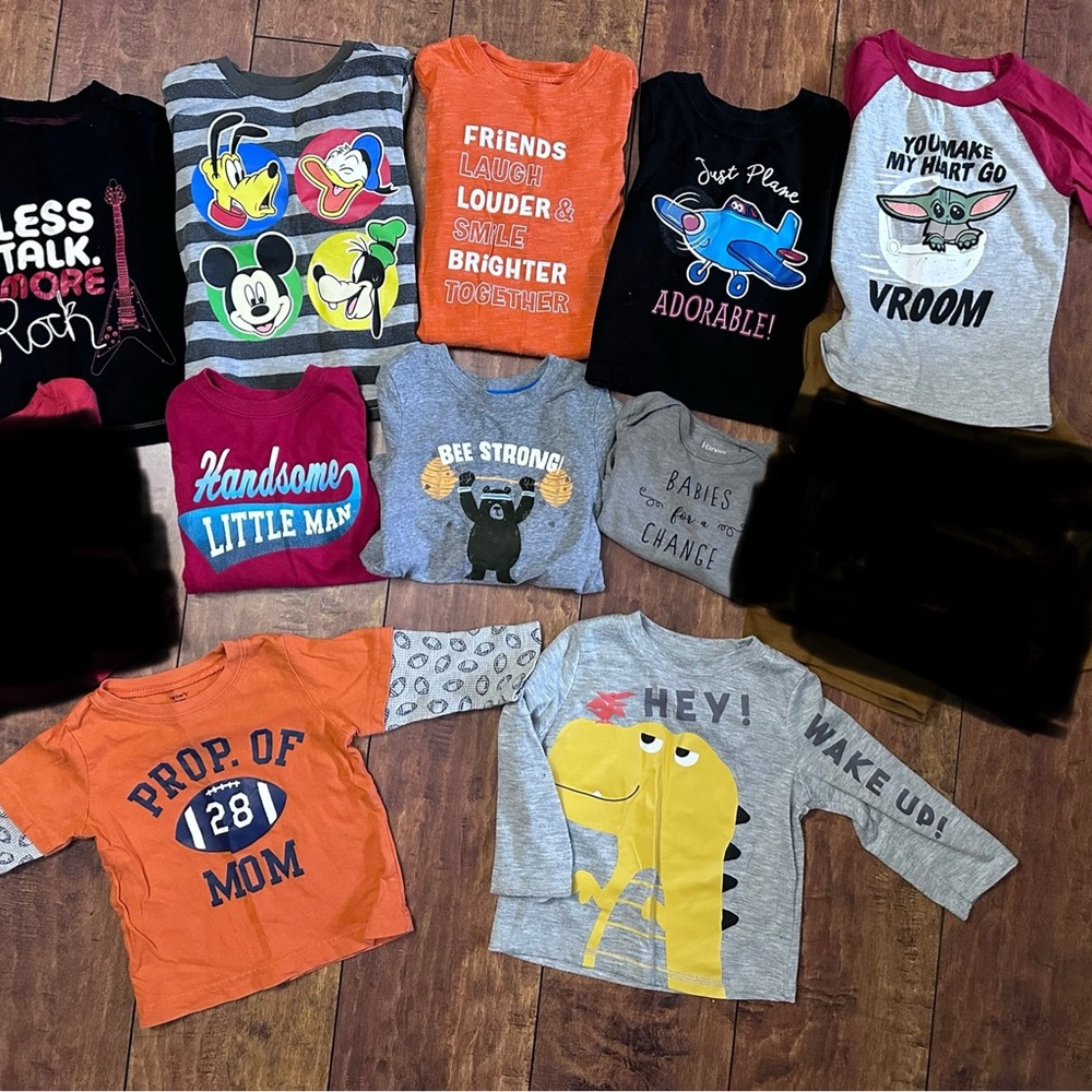 18 month toddler boys graphic tee long sleeve bundle